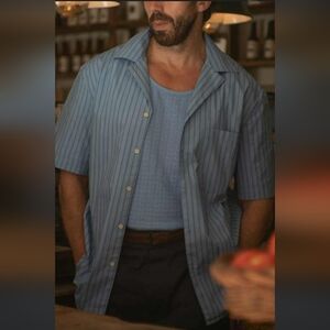 Zara Men's Casual Blue Pinstripe Shirt